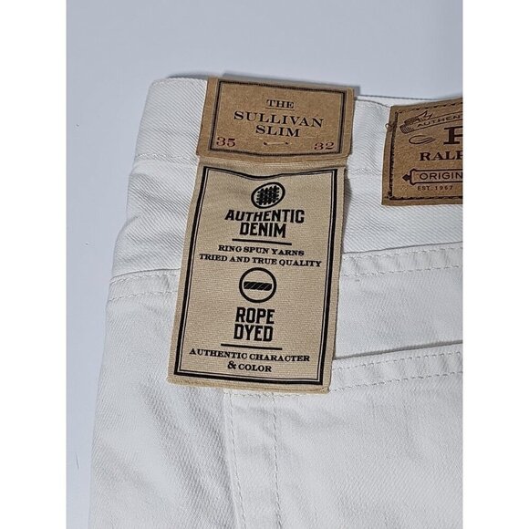 Polo Ralph Lauren 35x32 White The Sullivan Slim All Over Pony Denim Jeans NWT - Picture 3 of 13